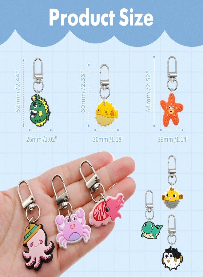 Ibuclein 30pcs Ocean Animals Keychain, Charms Aesthetic Bulk Keychain Fish Bag Charm Backpack Charms for Girls Sea Animals Purse Accessories, Cute Car Key Ring PVC Pendant Key Chains for Party Favors gifts - Image 5